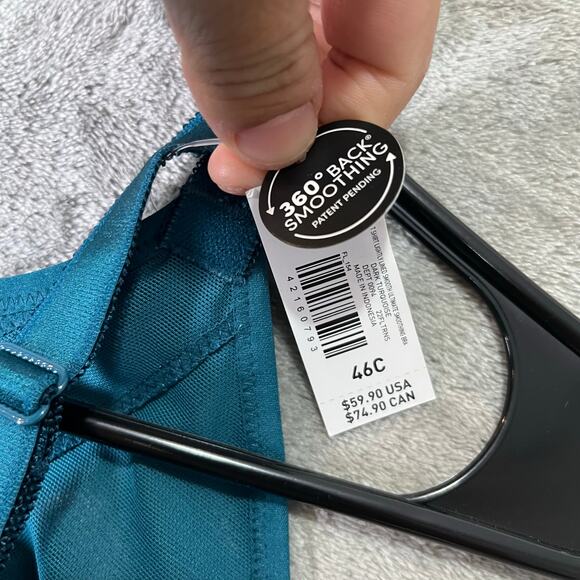 Torrid TShirt Lightly Lined Smooth Ultimate Smoothing Bra Dark Turquoise 46C New - Picture 2 of 6